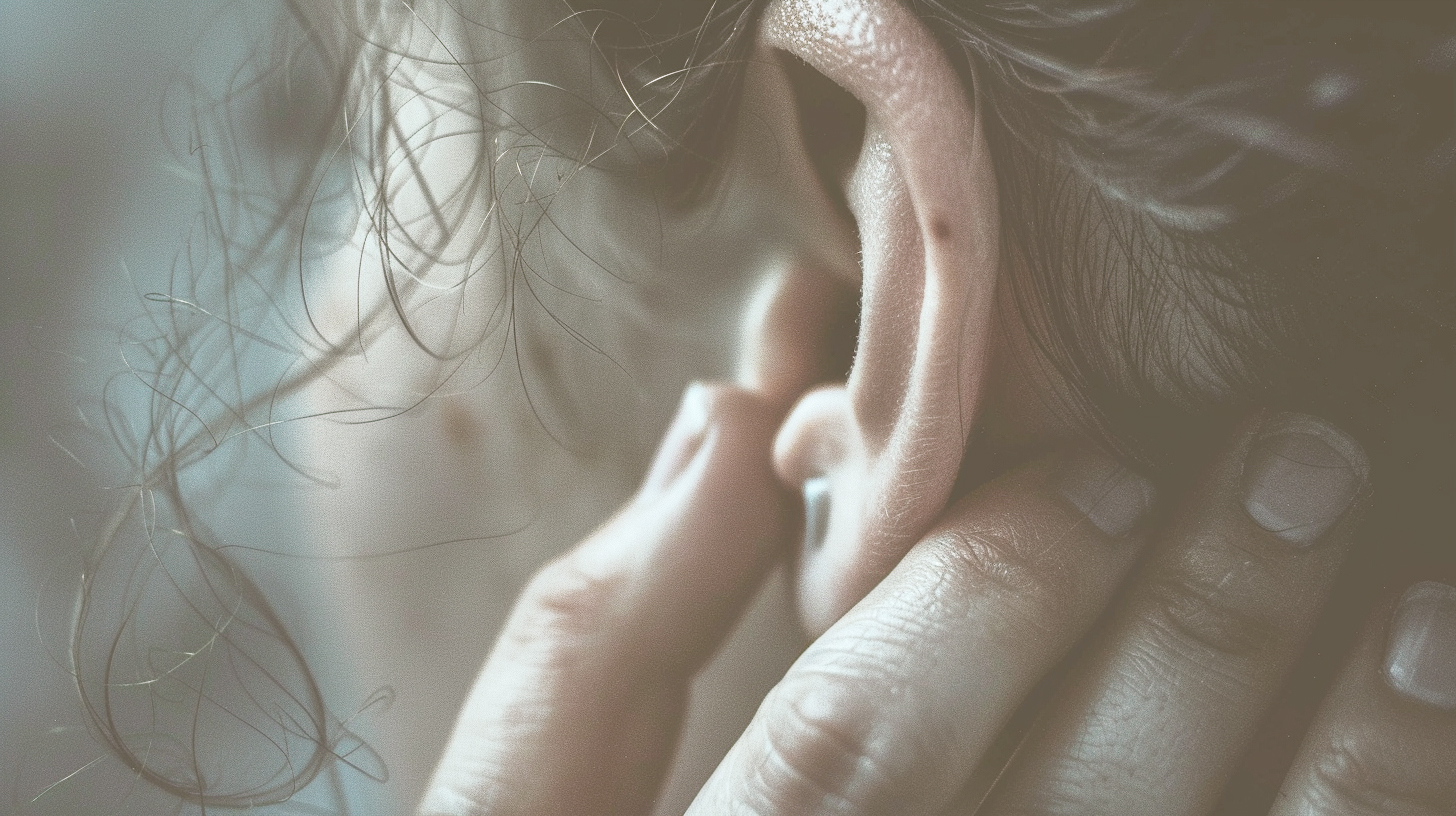Person greift ans ohr bei tinnitus